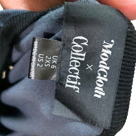 ModCloth X Collectif Women's Knit Sweater Size 2 Peplum Halloween Cat Embroidery - Picture 6 of 6